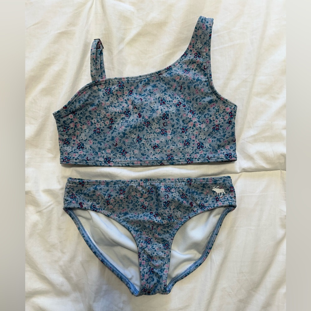 abercrombie kids Blue Floral One-Shoulder Bikini